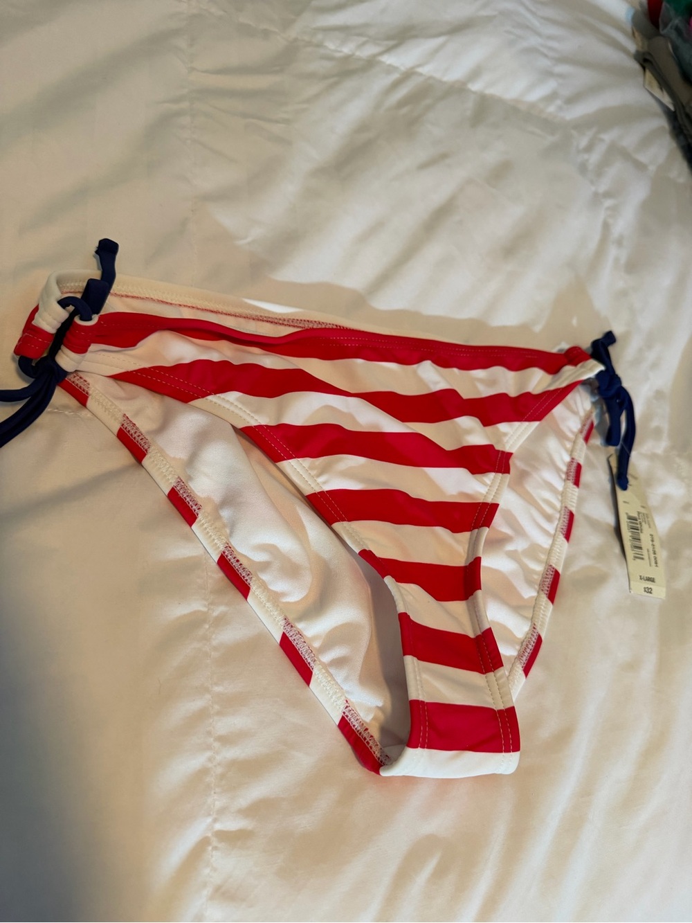 Arizona Jean Company Red and White Striped Bikini Bottom